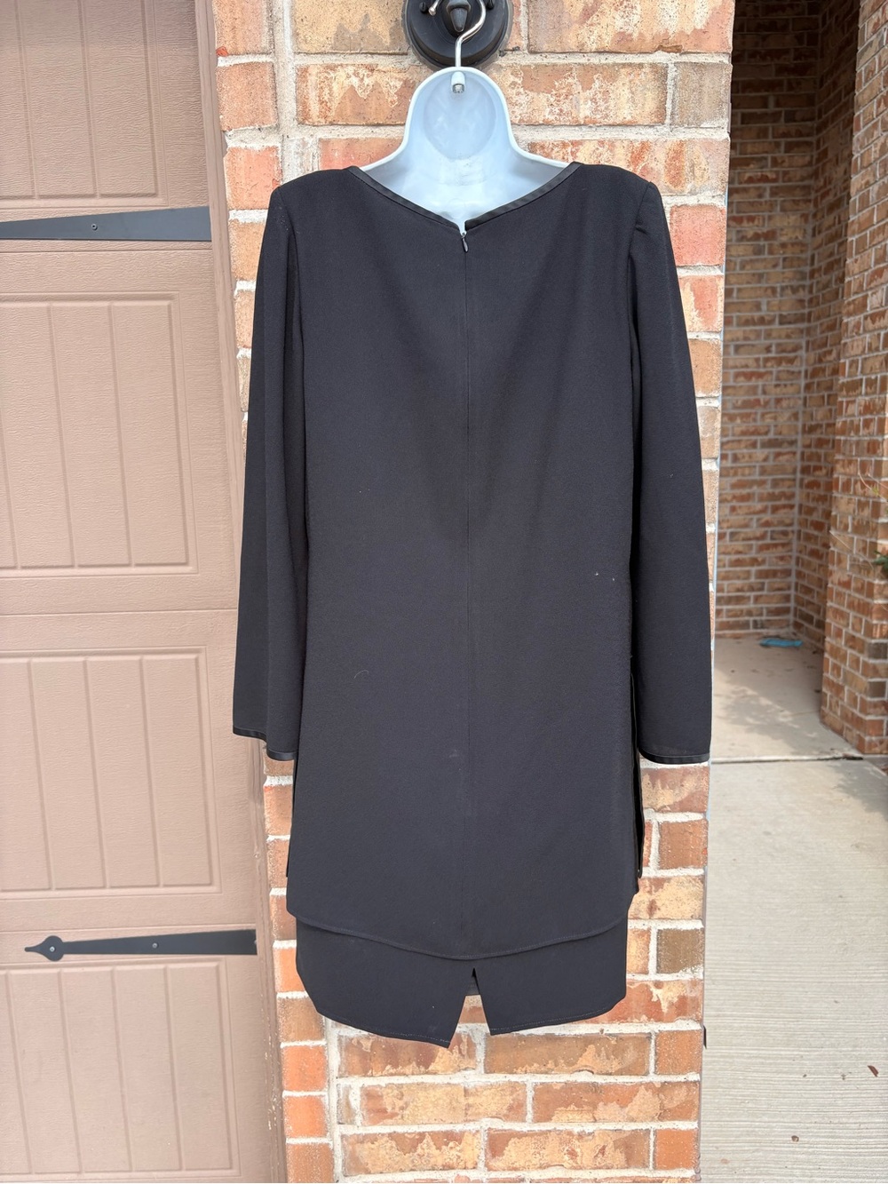 Rickie Freeman by Teri Jon Black Long-Sleeve Sheath Dress with Front Slit size 8 - Picture 4 of 6
